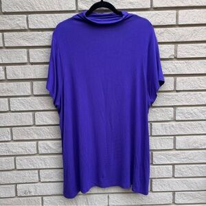 Michel Studio Purple Mock Neck Short Sleeve Top 4X